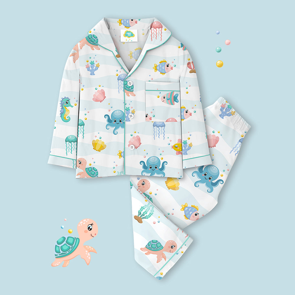 Pure Cotton Night Suit - Sea World
