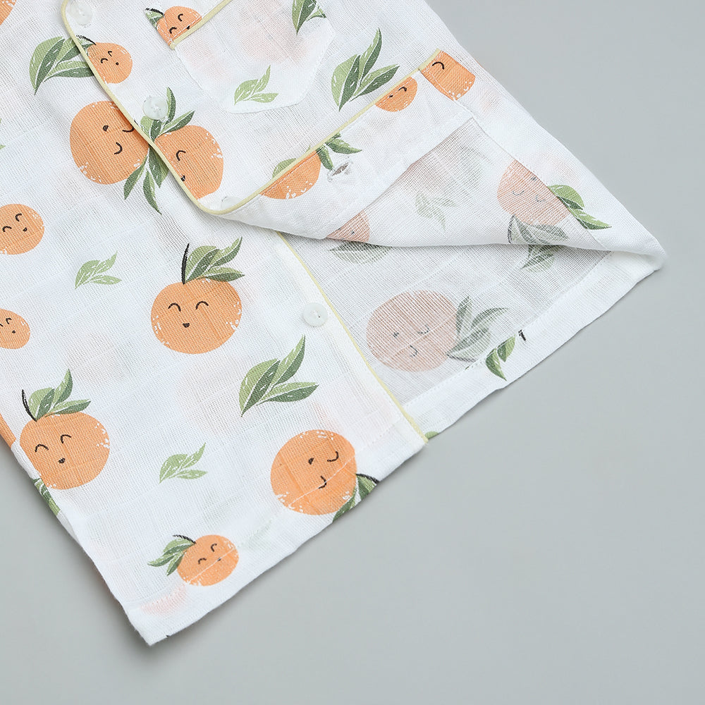 Bamboo Muslin Night Suit - Citrus