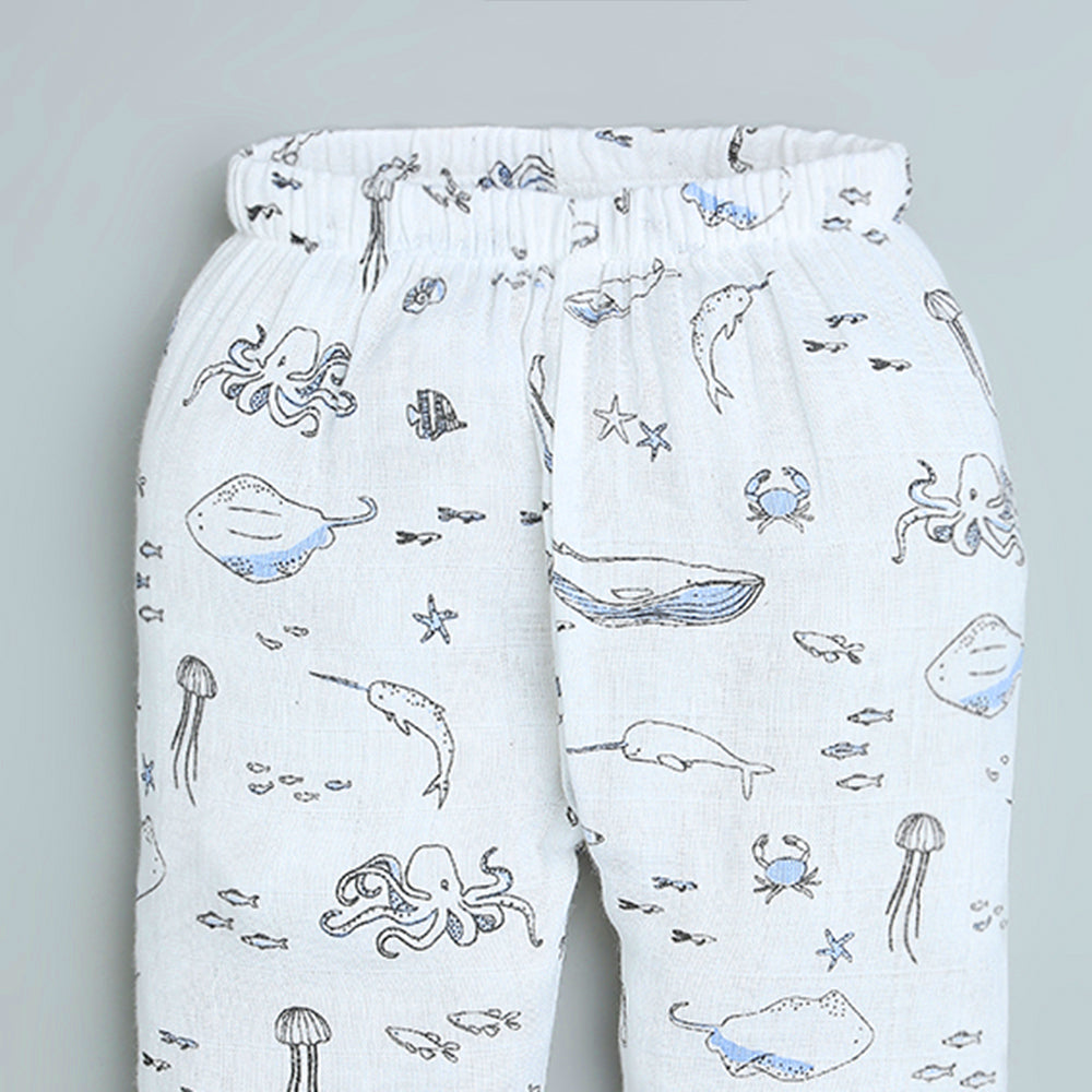 Bamboo Muslin Night Suit - Sea Life