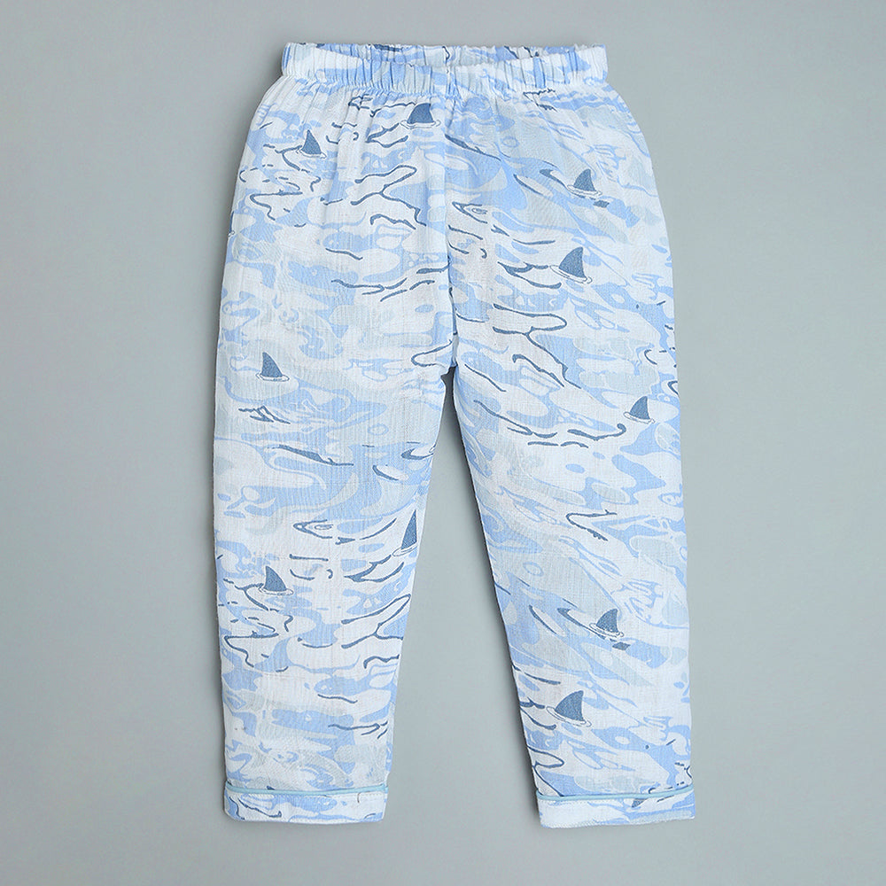 Bamboo Muslin Night Suit - Ocean