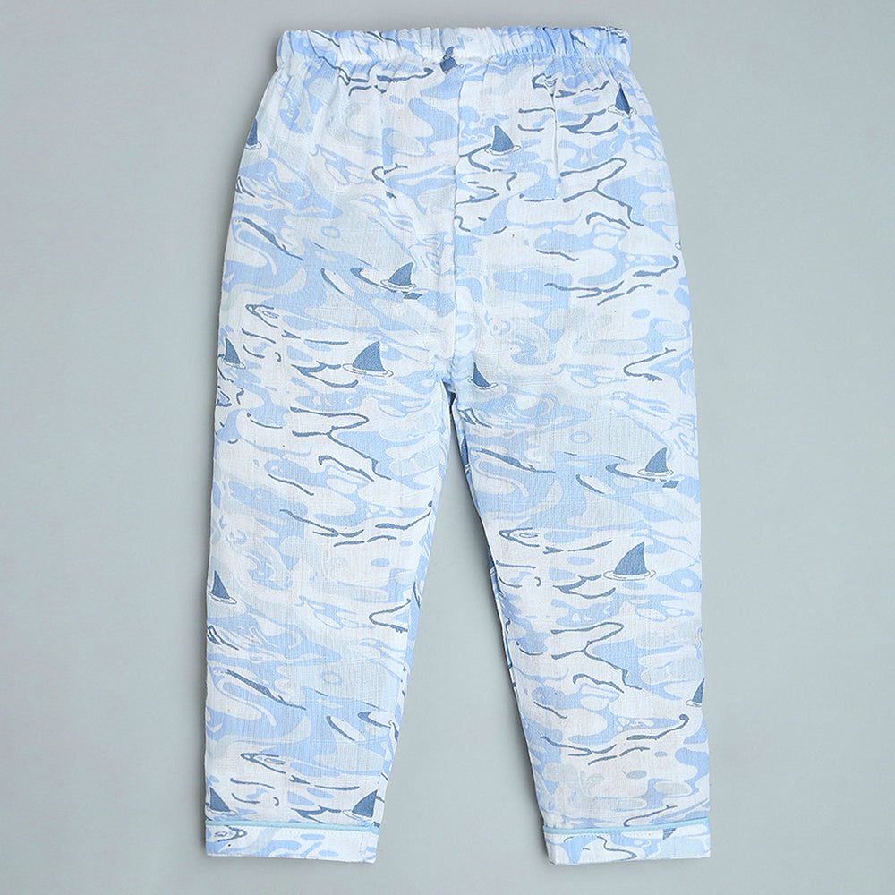 Bamboo Muslin Night Suit - Ocean