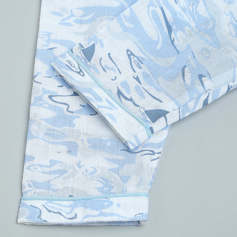 Bamboo Muslin Night Suit - Ocean