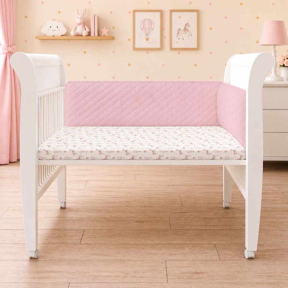 Organic Half Cot Bumper - Pink