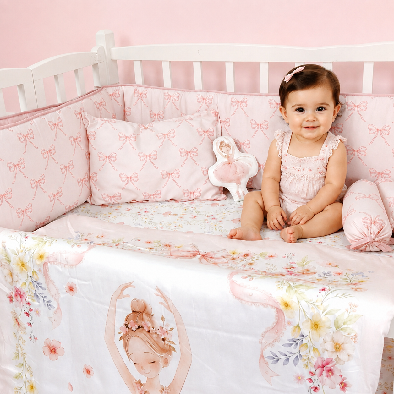 7 Pc Organic Cot Bedding Set - Serafina