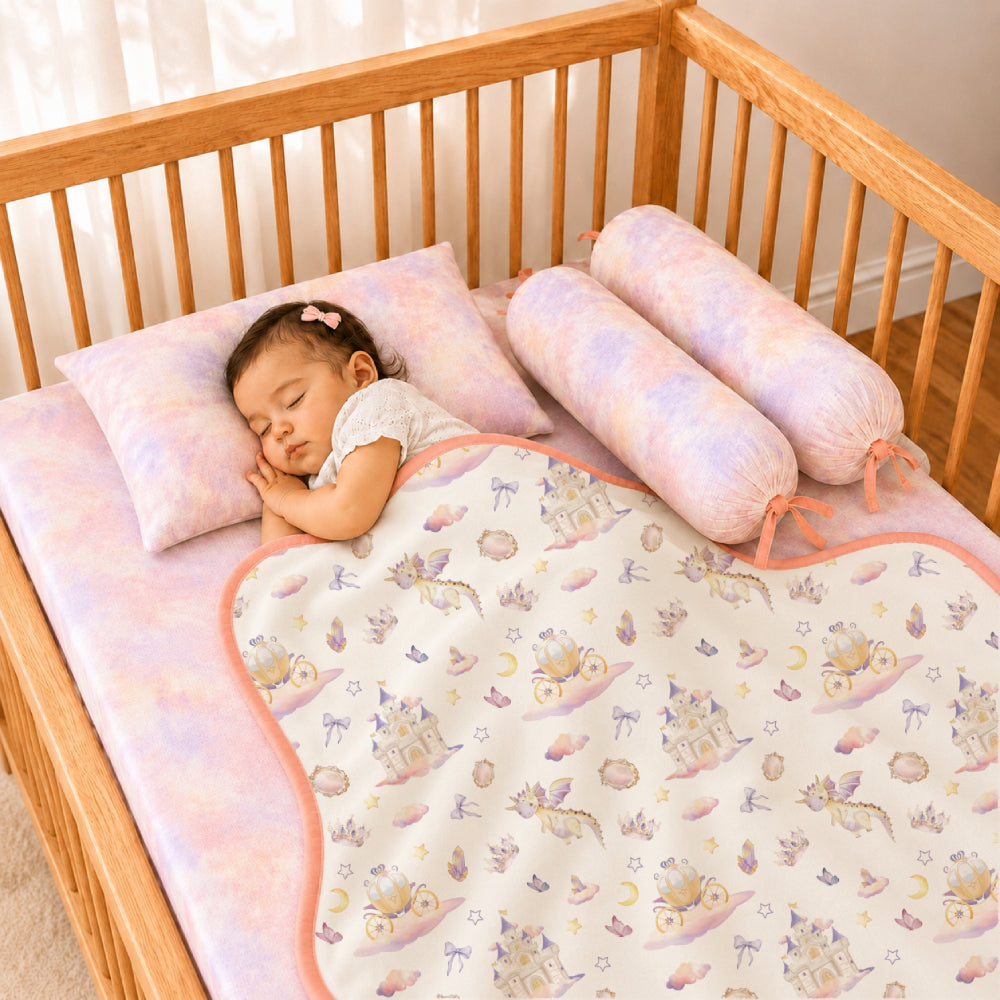 5 Pc Bamboo Muslin Cot Bedding Set - Fairytale