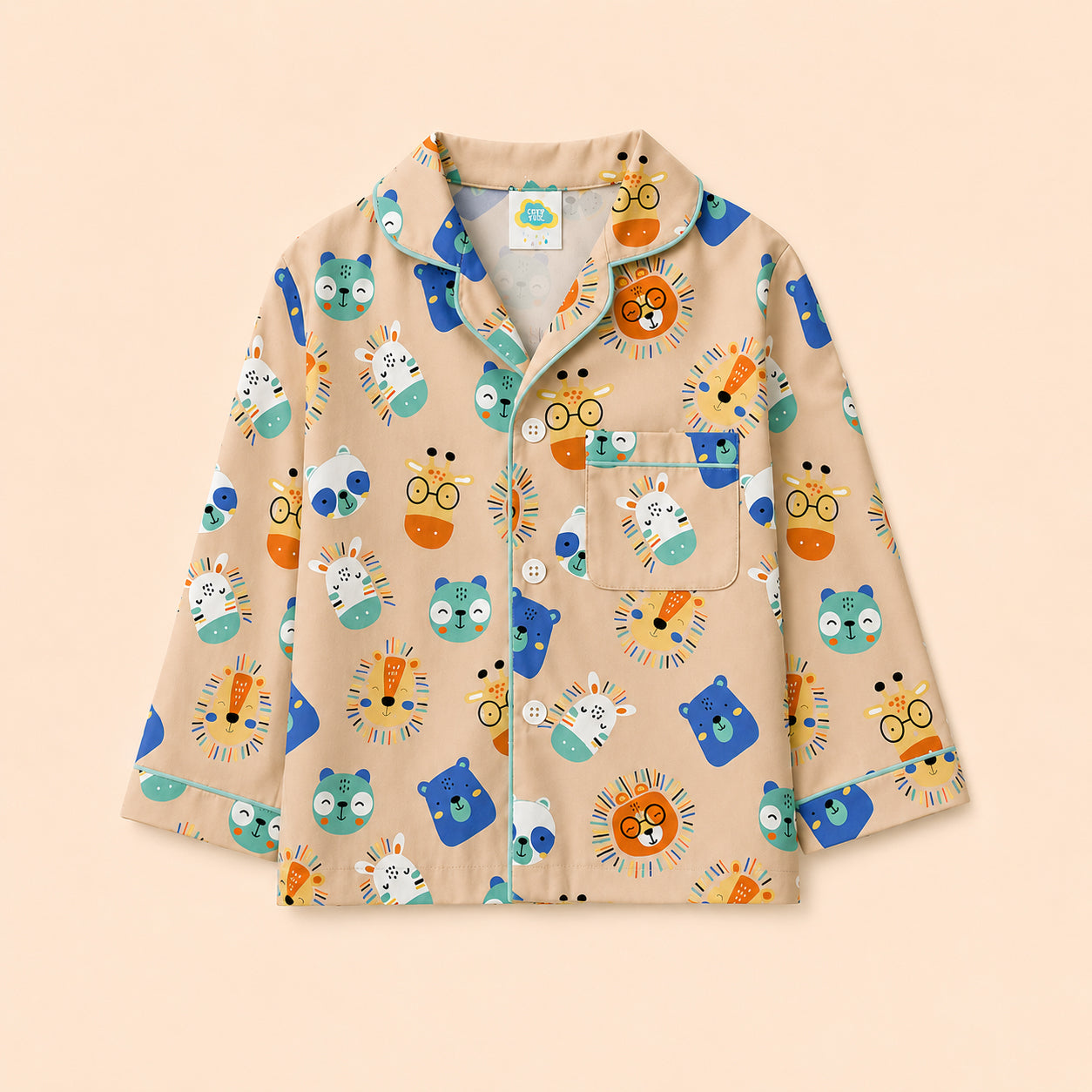Pure Cotton Night Suit - Animals