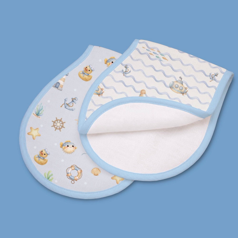 Pack of 2 Bamboo Muslin Burp Cloths - Bay Breeze