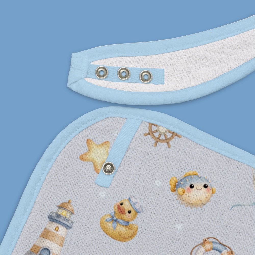 Pack of 2 Bamboo Muslin Bibs - Bay Breeze