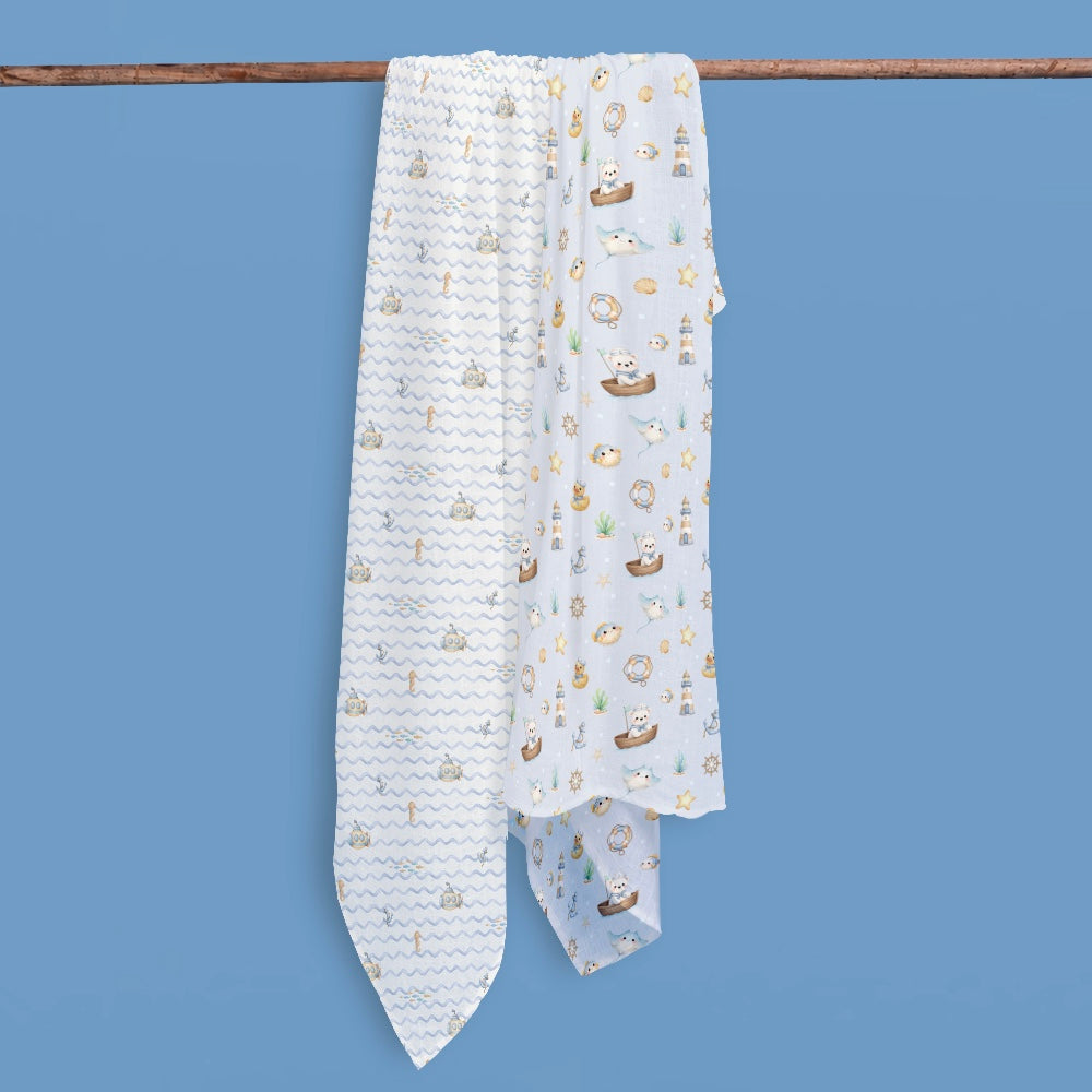 Bamboo Muslin Swaddles - Bay Breeze
