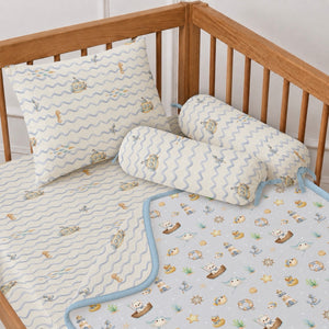 5 Pc Bamboo Muslin Cot Bedding Set -Bay Breeze