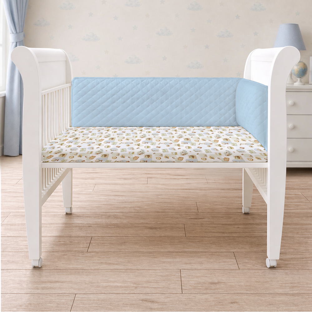 Organic Half Cot Bumper - Blue