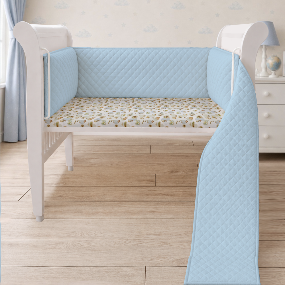 Organic Full Cot Bumper - Blue