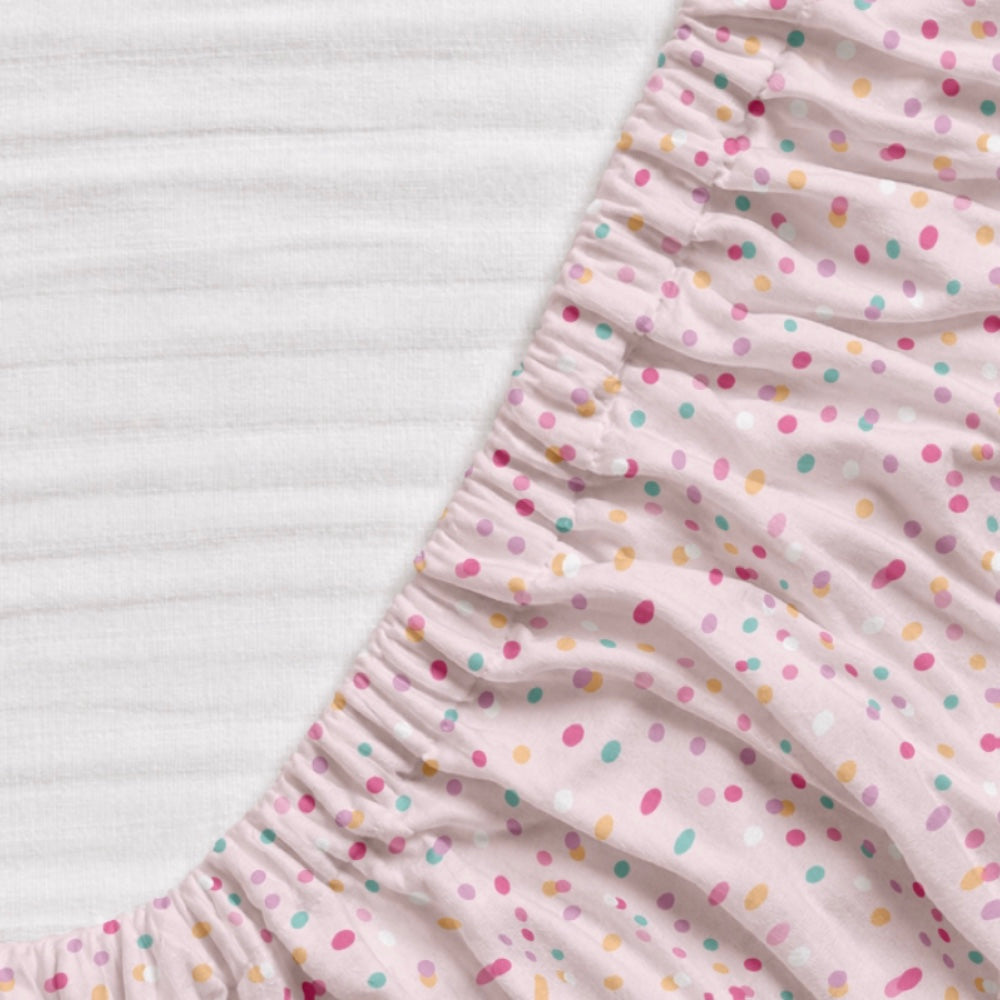 5 Pc Bamboo Muslin Cot Bedding Set - Cotton Candy