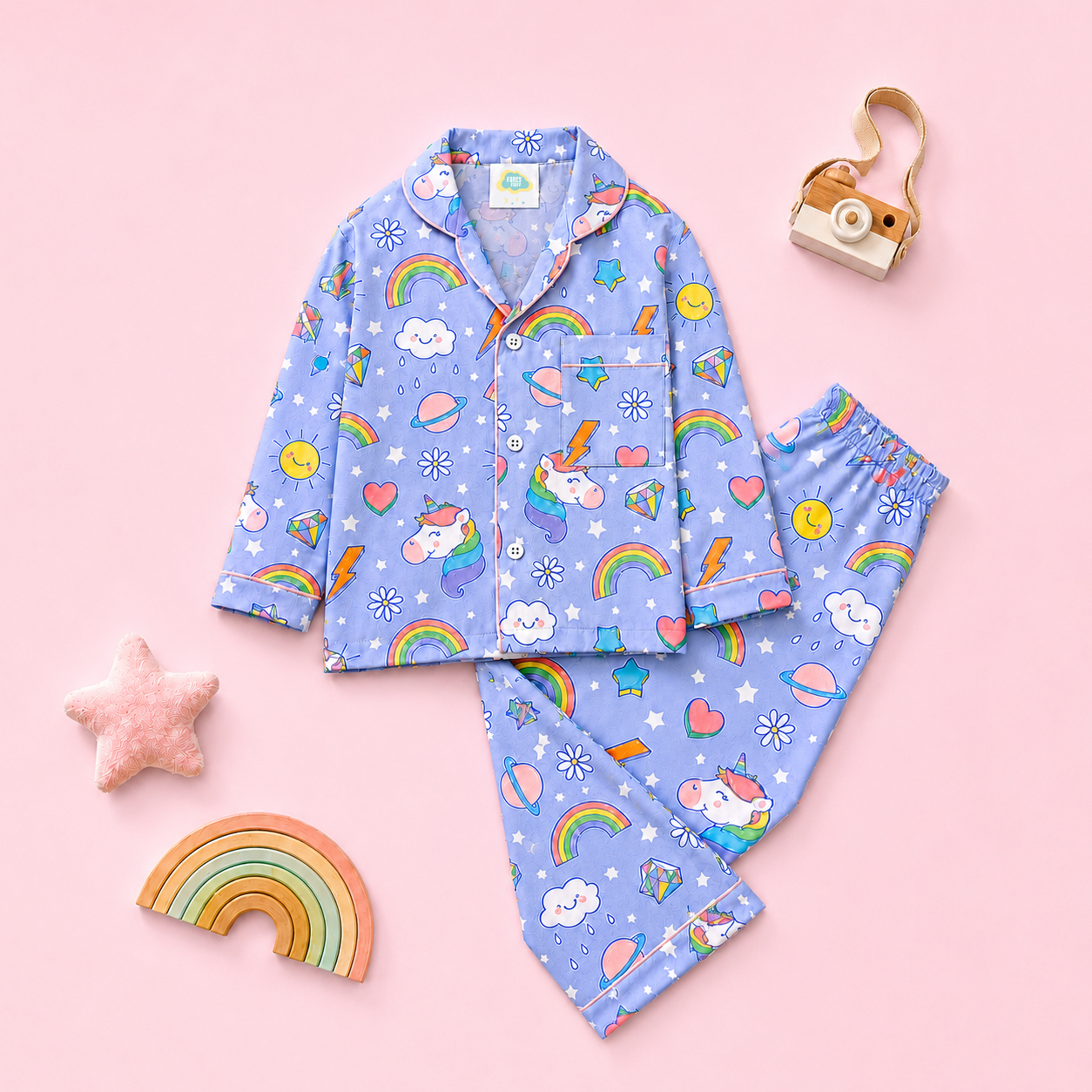 Pure Cotton Night Suit - Diamond