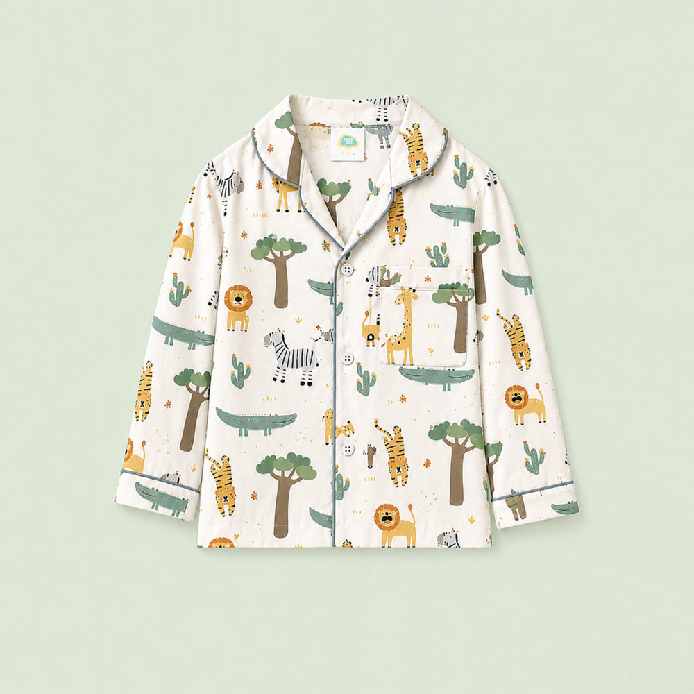 Pure Cotton Night Suit - Safari