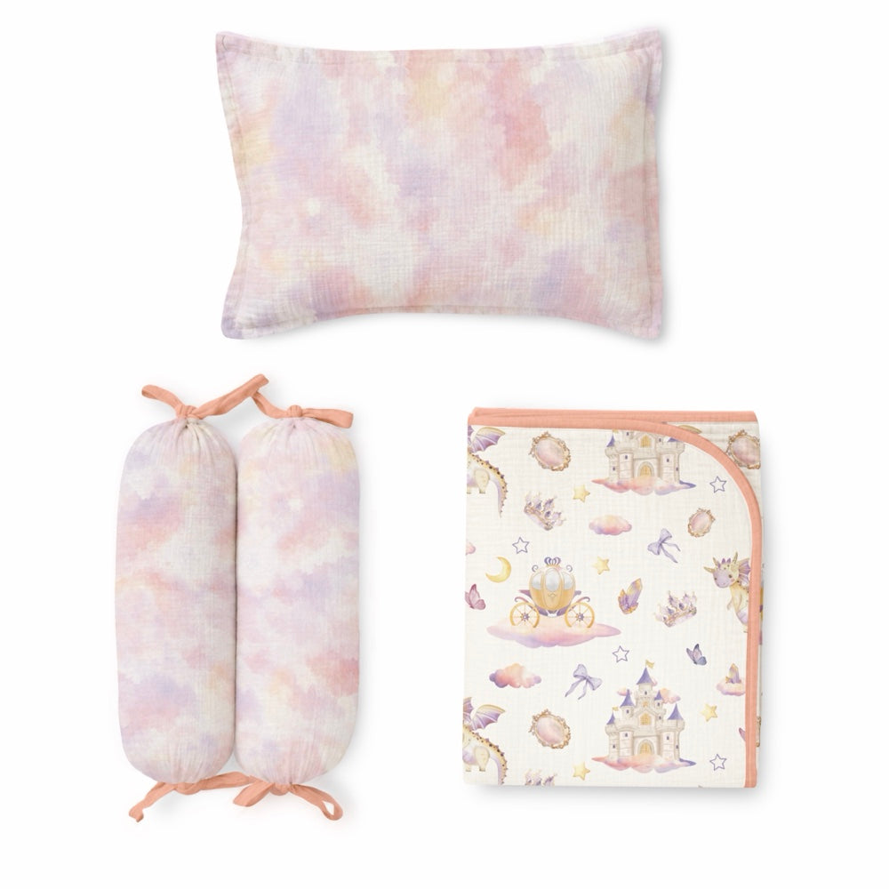 5 Pc Bamboo Muslin Cot Bedding Set - Fairytale