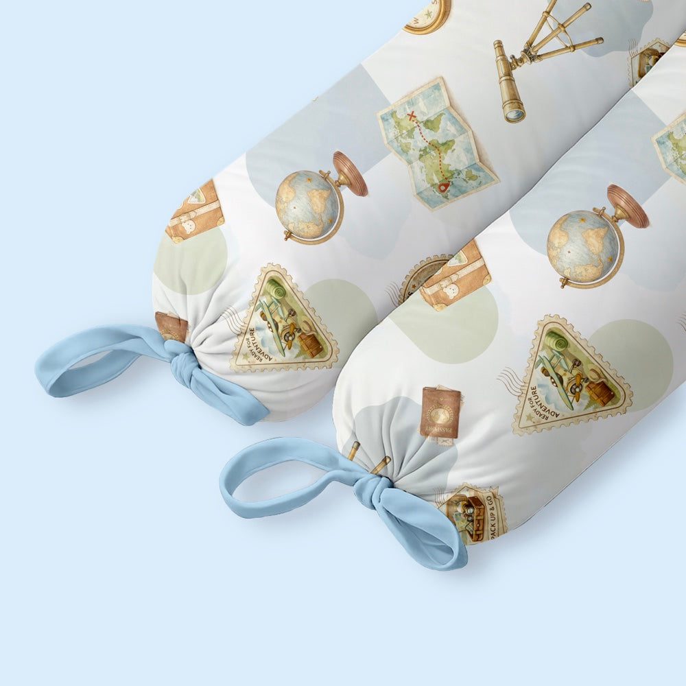 Set of 2 Organic Bolsters - Globetrotter