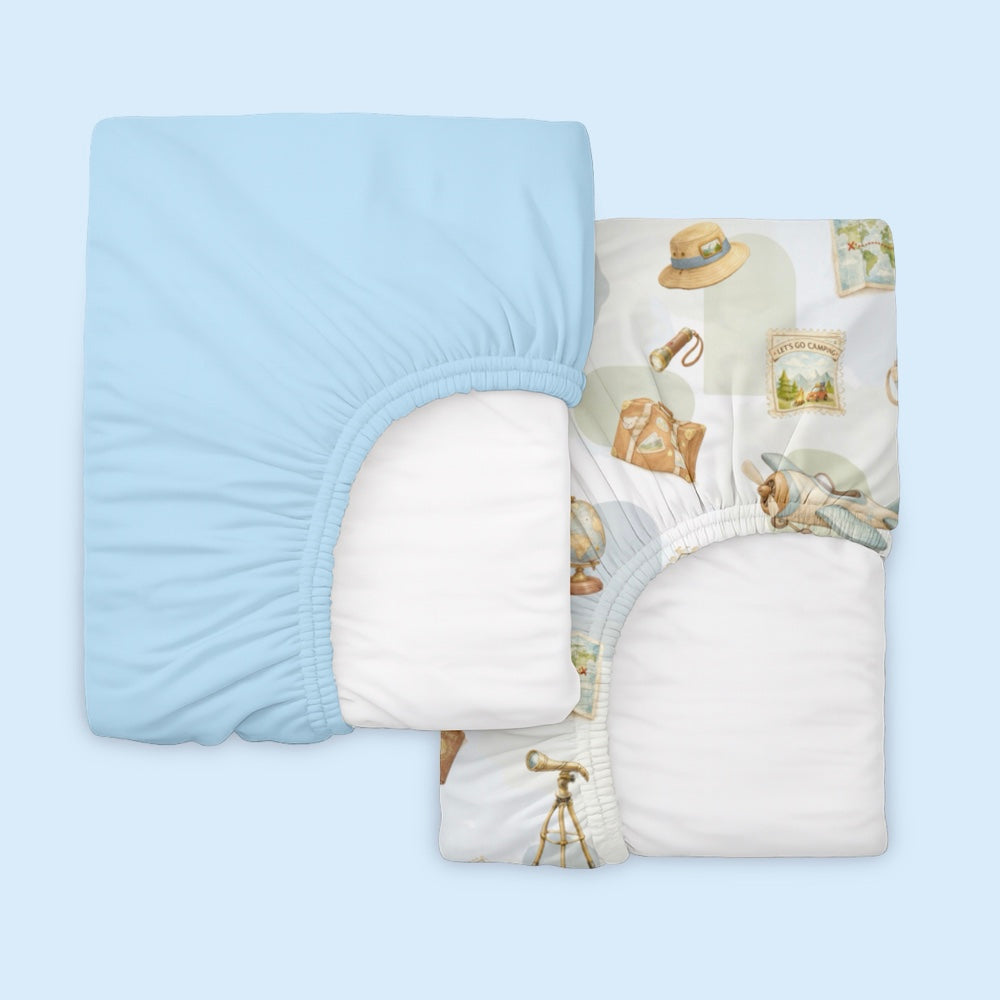 Pack of 2 Organic Fitted Sheet - Globetrotter