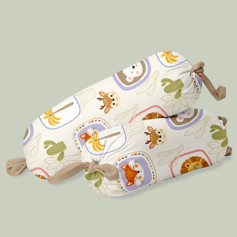 Set of 2 Organic Bolsters - Happy Faces