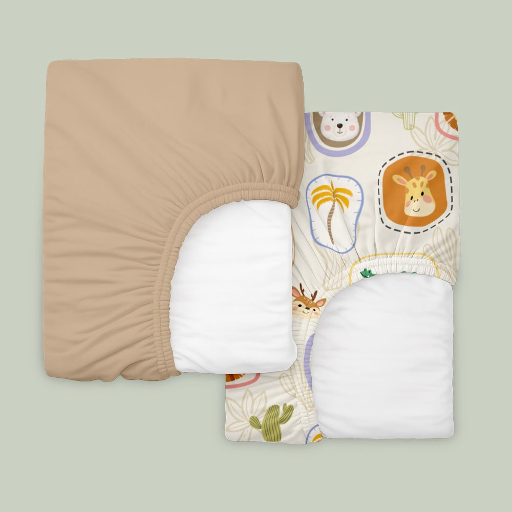 Pack of 2 Organic Fitted Sheet - Happy Faces