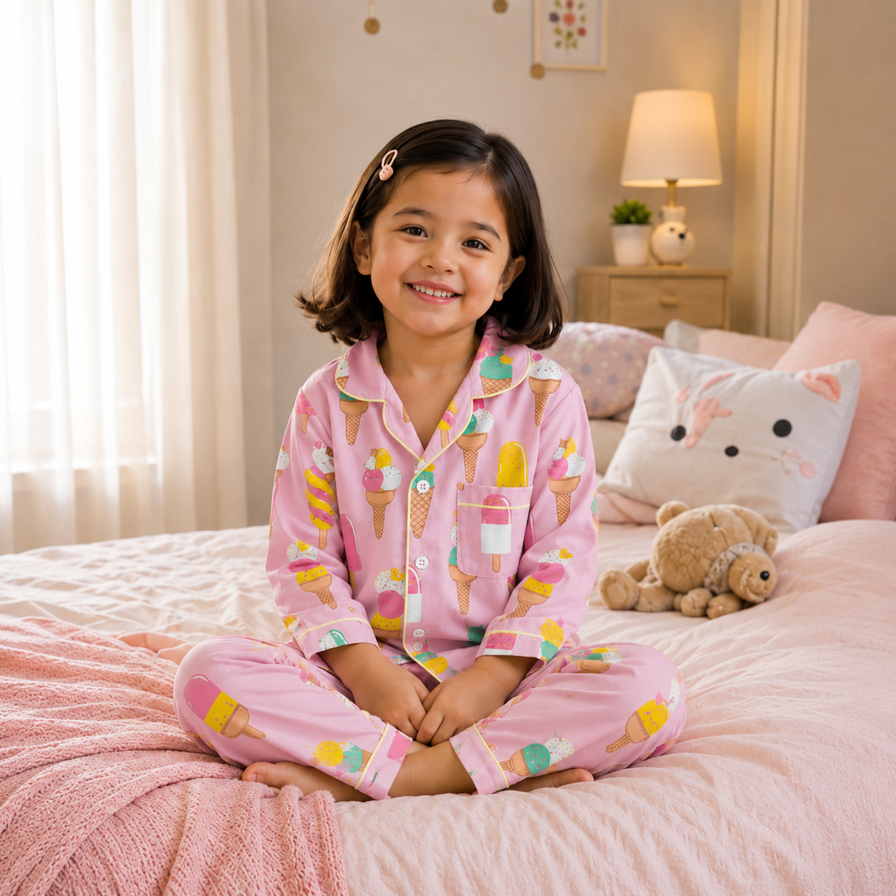 Pure Cotton Night Suit - Ice Cream