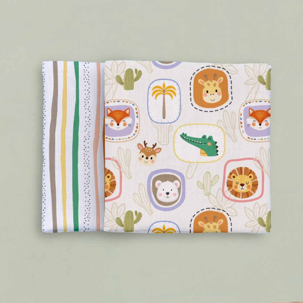 Bamboo Muslin Swaddles - Jungle Buddies