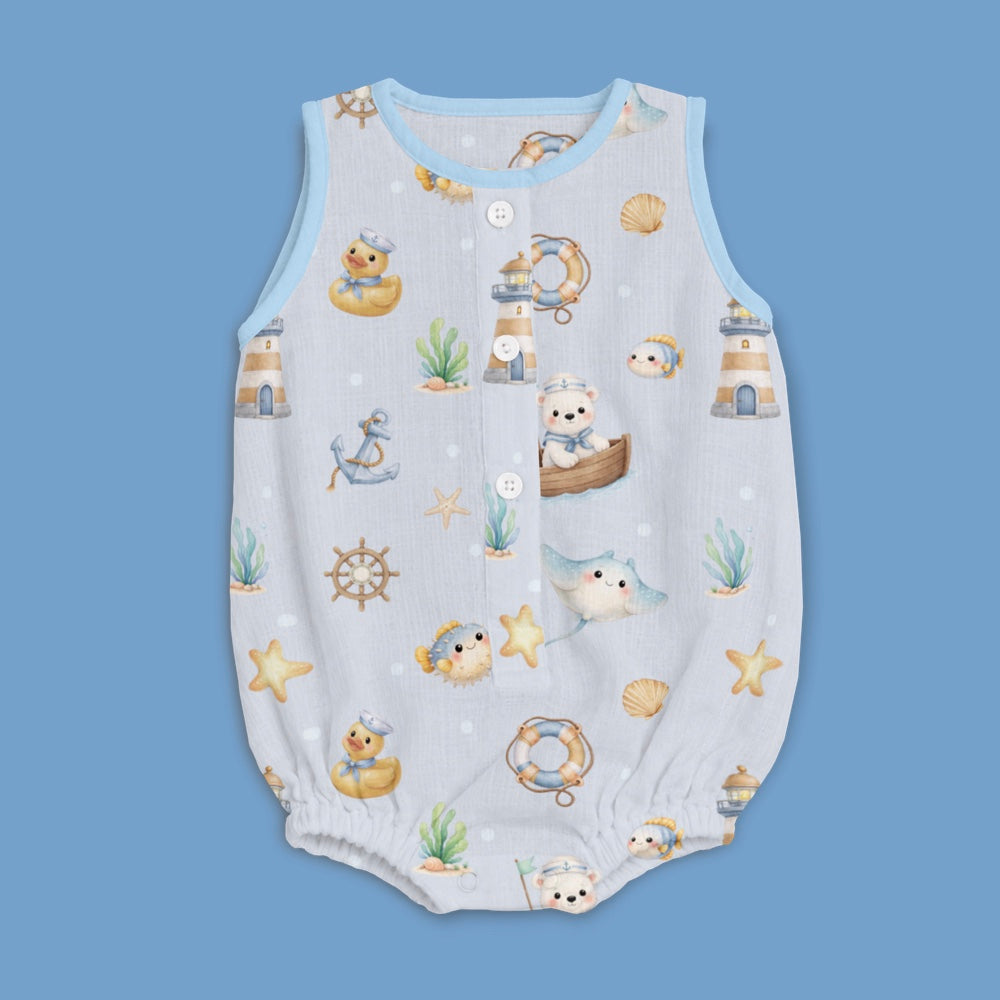 Bamboo Muslin Romper - Ocean Pals