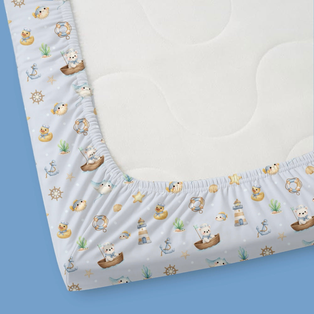 Pack of 2 Organic Fitted Sheet - Ocean Pals