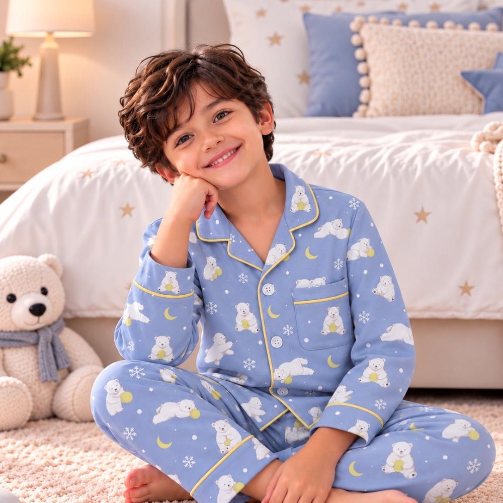 Pure Cotton Night Suit - Polar Bear