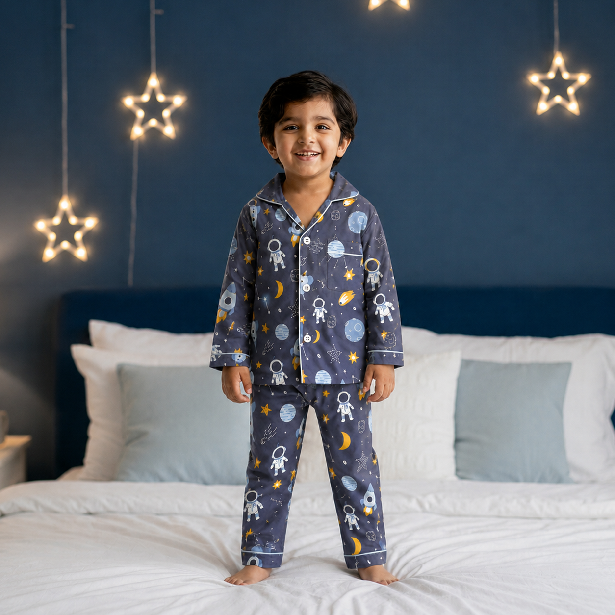 Pure Cotton Night Suit - Space