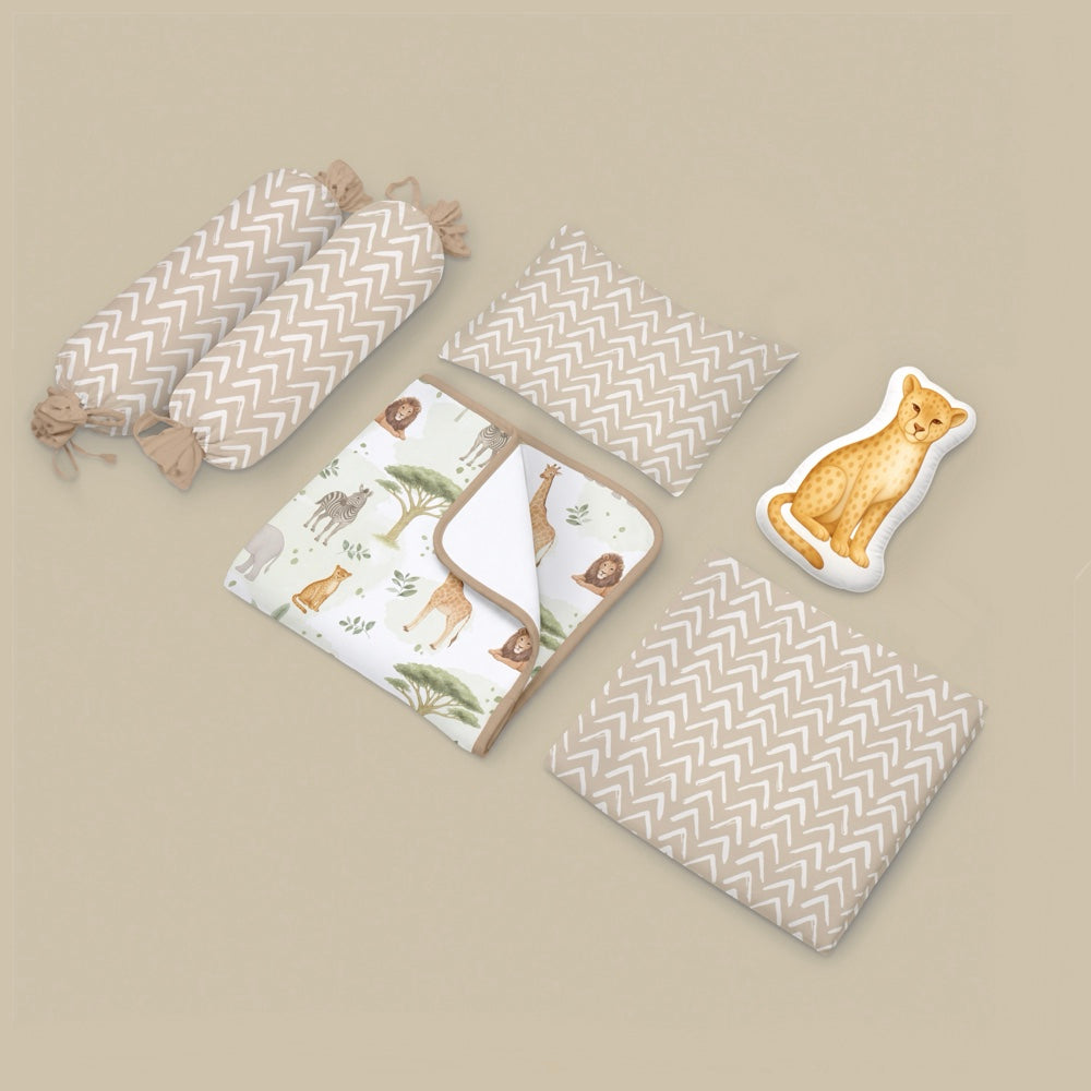 6 Pc Organic Cot Bedding Set - Savannah