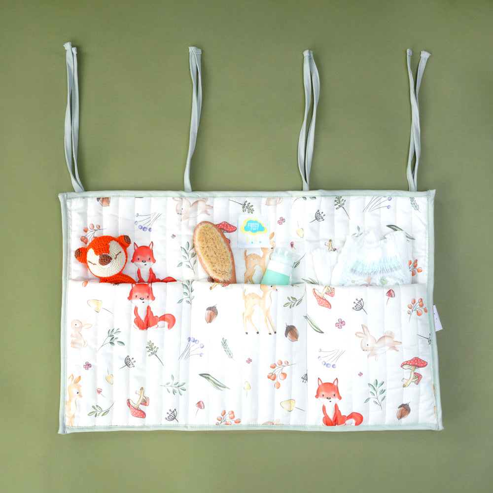 Organic Cotton Crib Organiser - Woodland