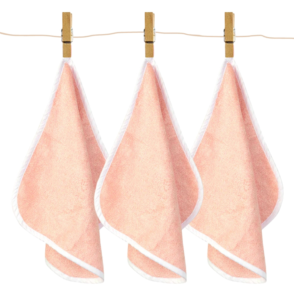 Pack of 3 Bamboo Cotton Washcloth - Pink