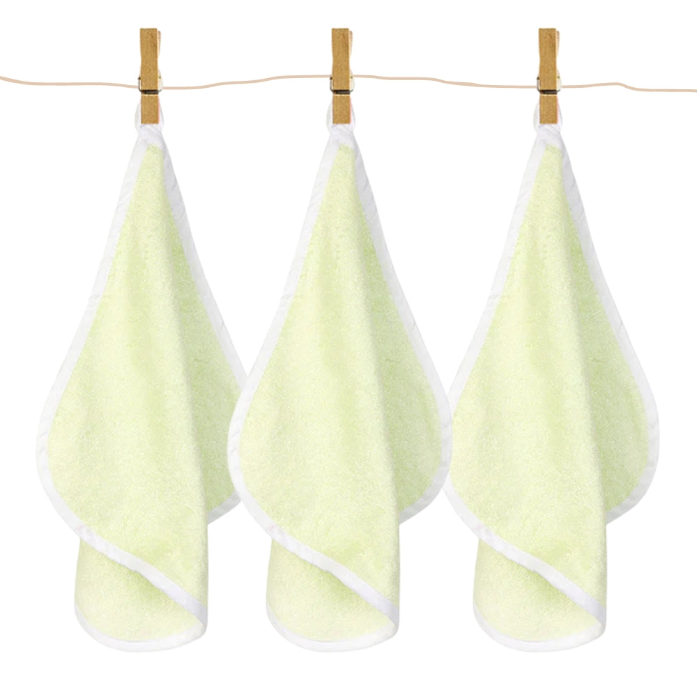 Pack of 3 Bamboo Cotton Washcloth - Green