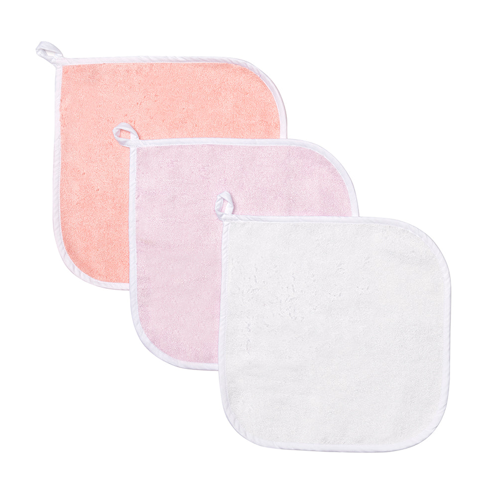 Pack of 3 Bamboo Cotton Washcloth - Pink