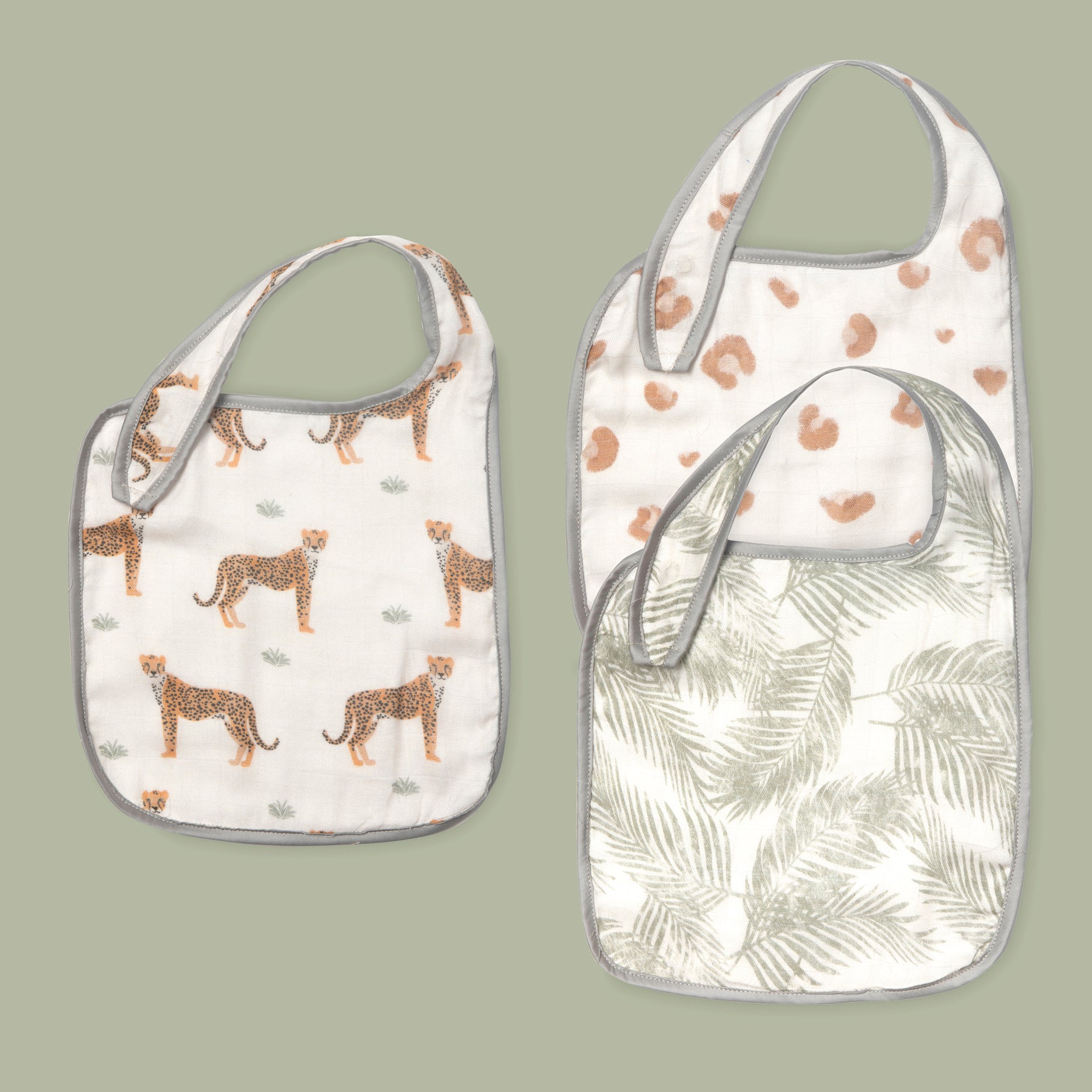 Pack of 3 Bamboo Muslin Bibs – Safari