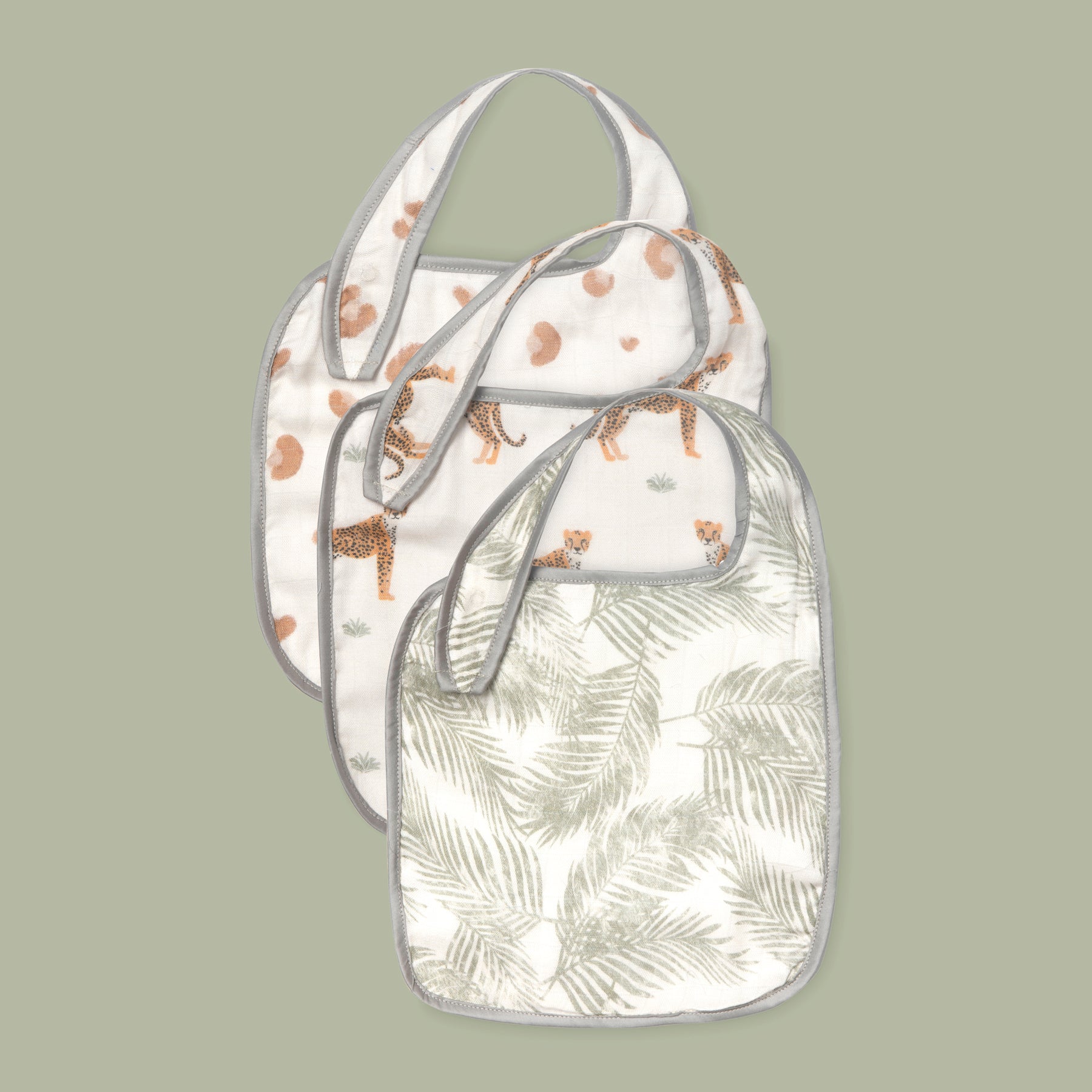 Pack of 3 Bamboo Muslin Bibs – Safari