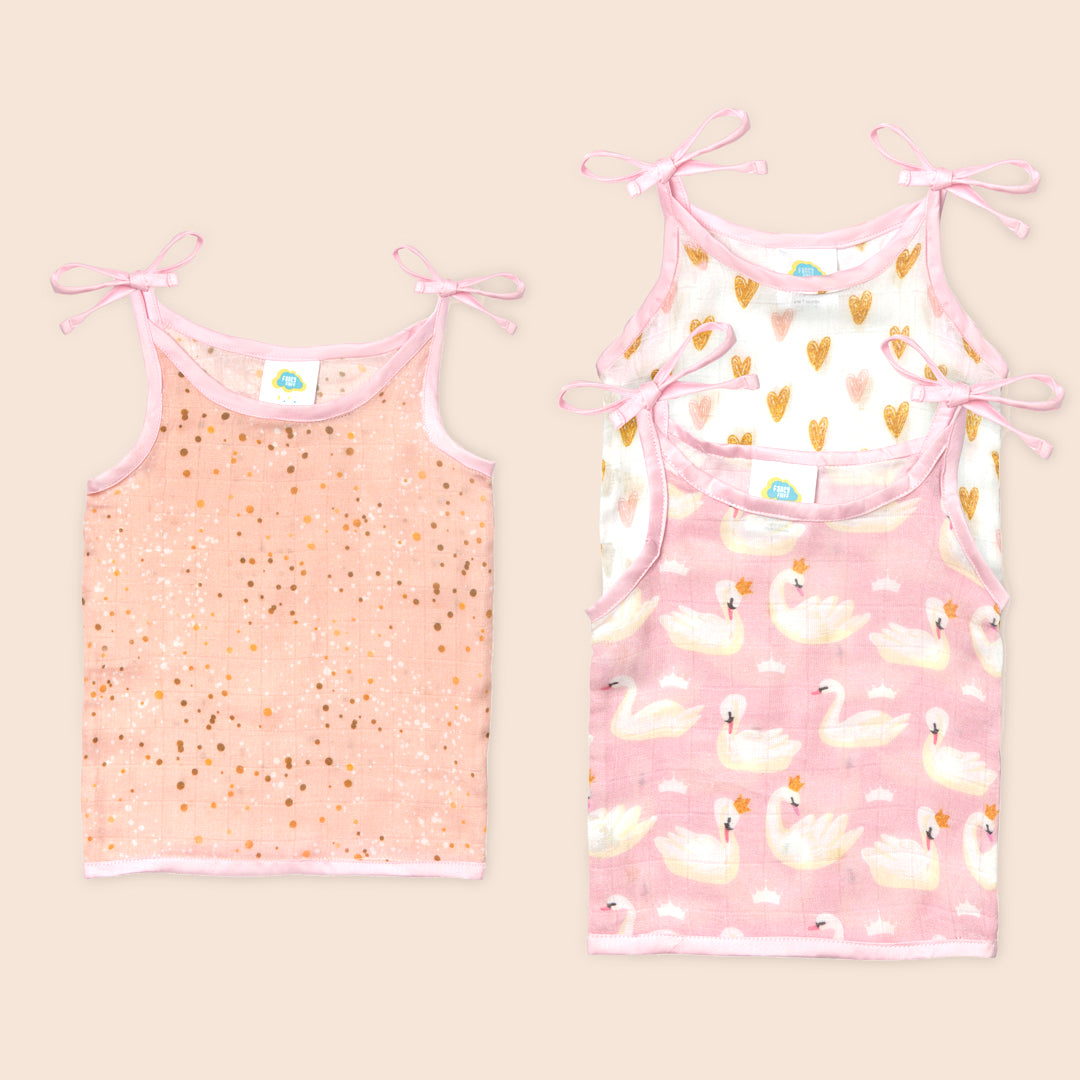 Pack of 3 Bamboo Muslin Jhablas - Heart Of Gold