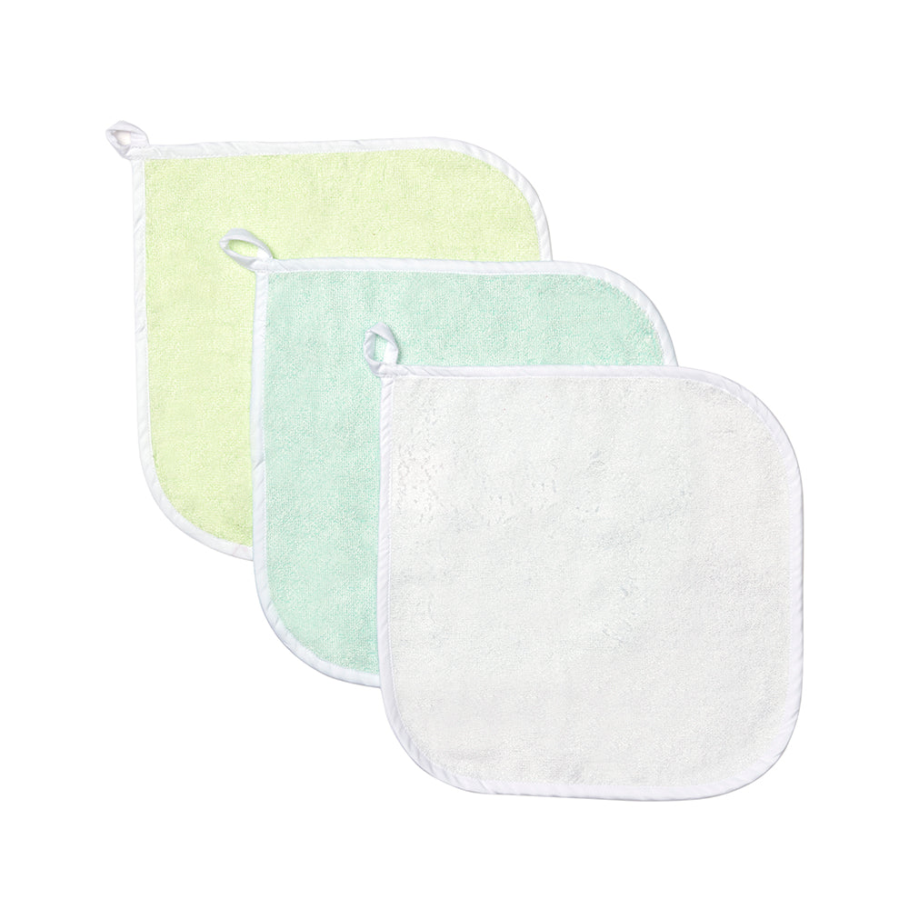 Pack of 3 Bamboo Cotton Washcloth - Blue