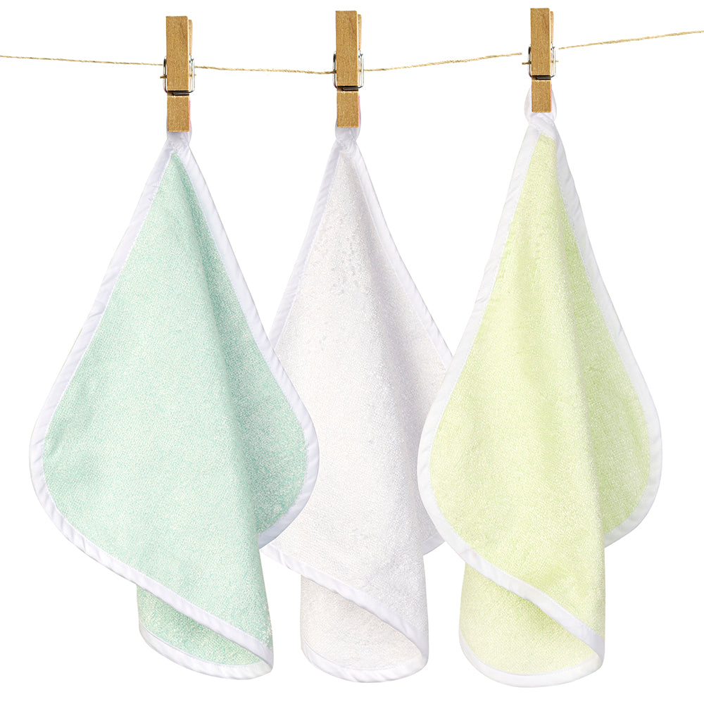 Pack of 3 Bamboo Cotton Washcloth - Blue