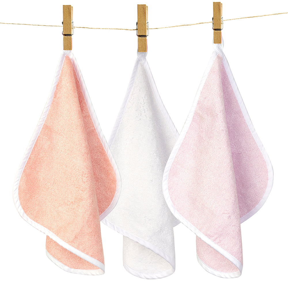 Pack of 3 Bamboo Cotton Washcloth - Pink
