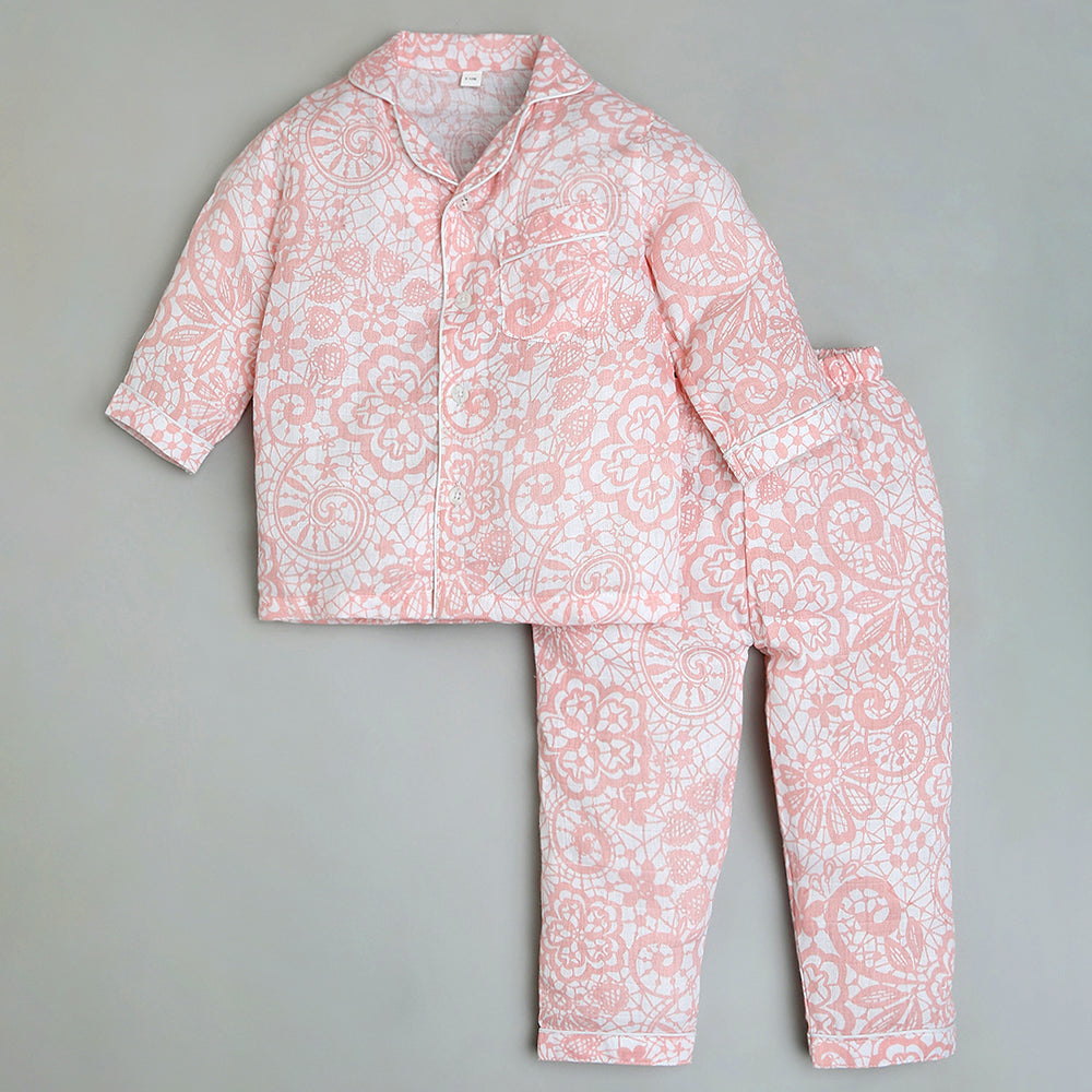 Bamboo Muslin Night Suit - Lace