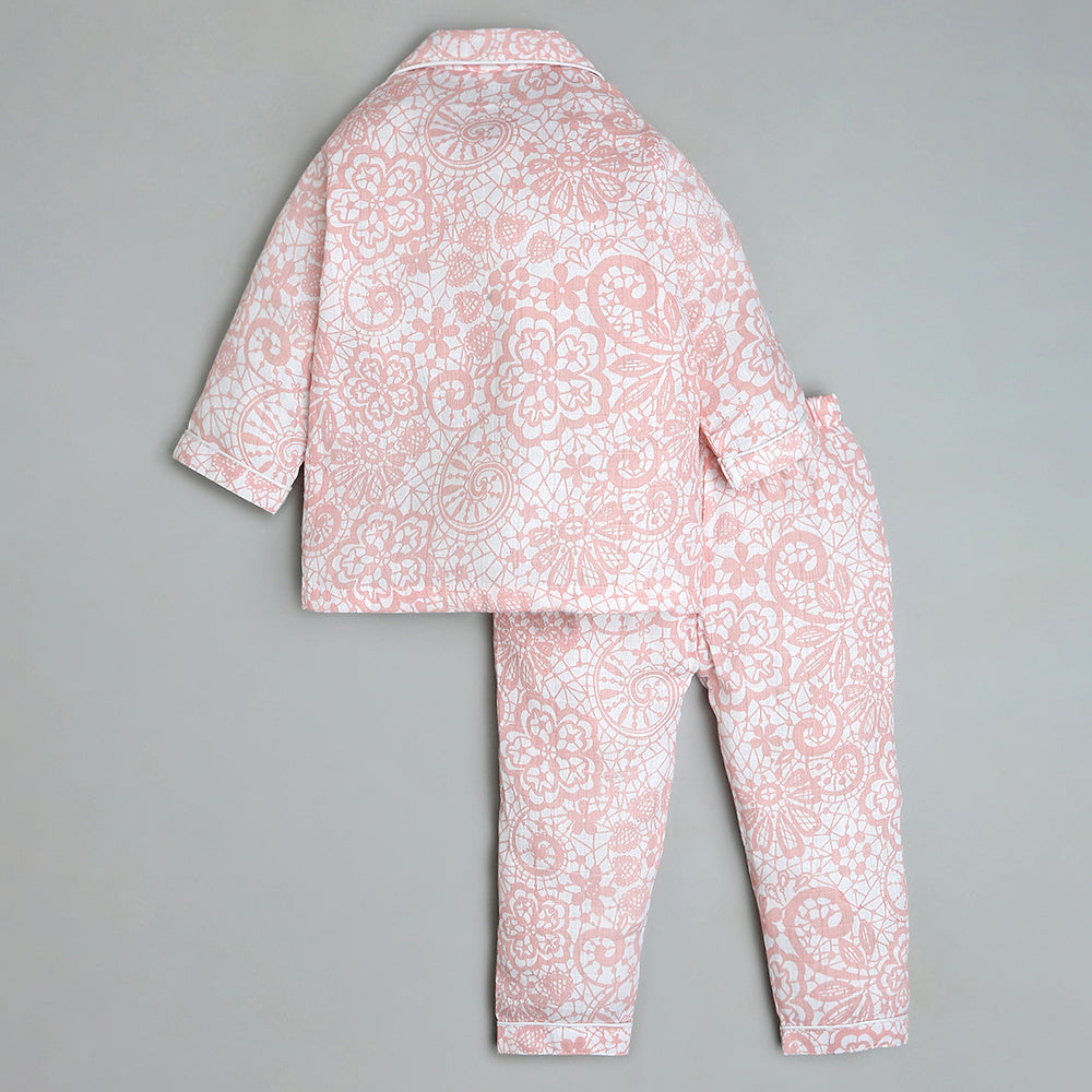 Bamboo Muslin Night Suit - Lace