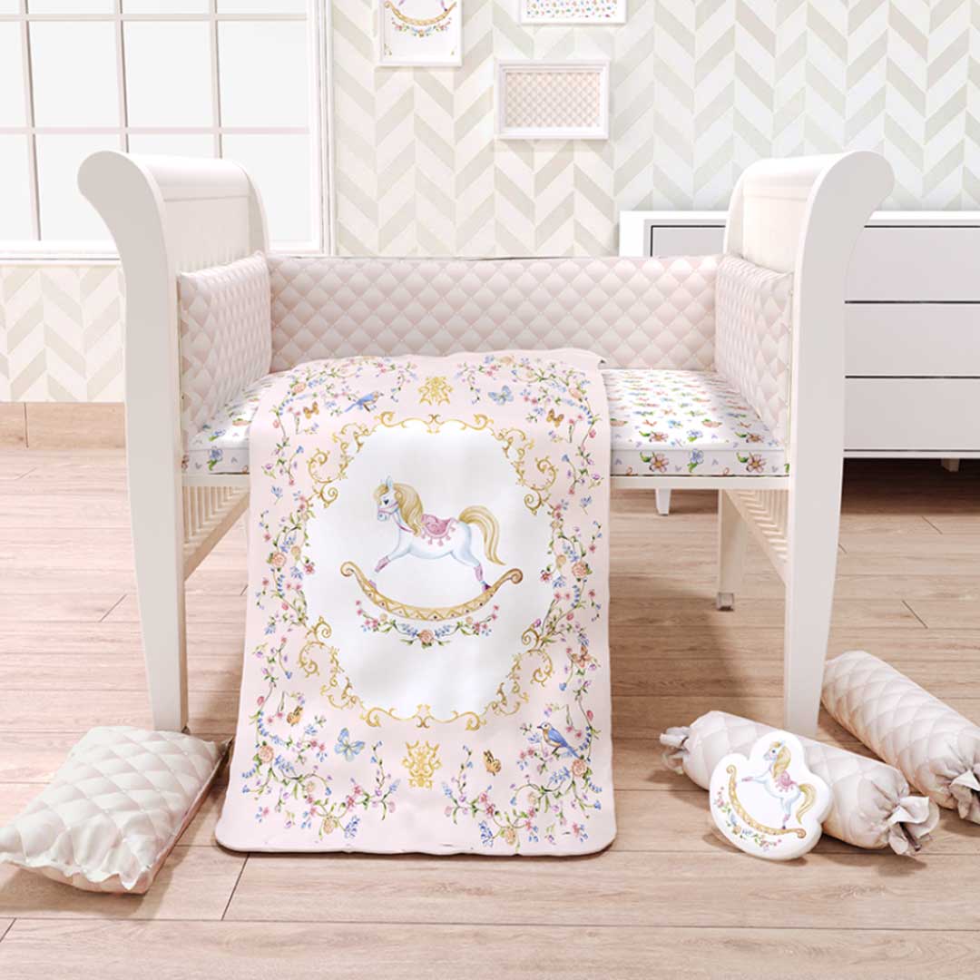 7 Pc Organic Baby Cot Bedding Set - Heirloom