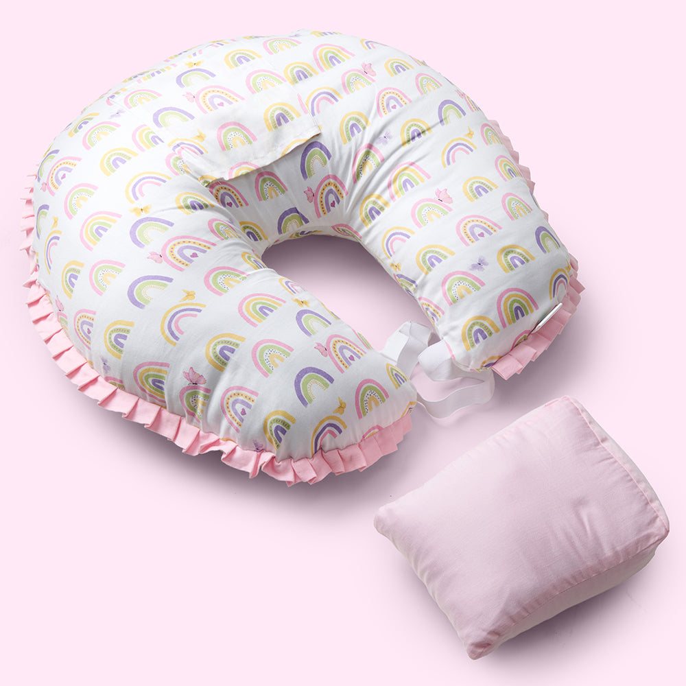 Organic Feeding Pillow + Support Pillow - Rainbow Dreams