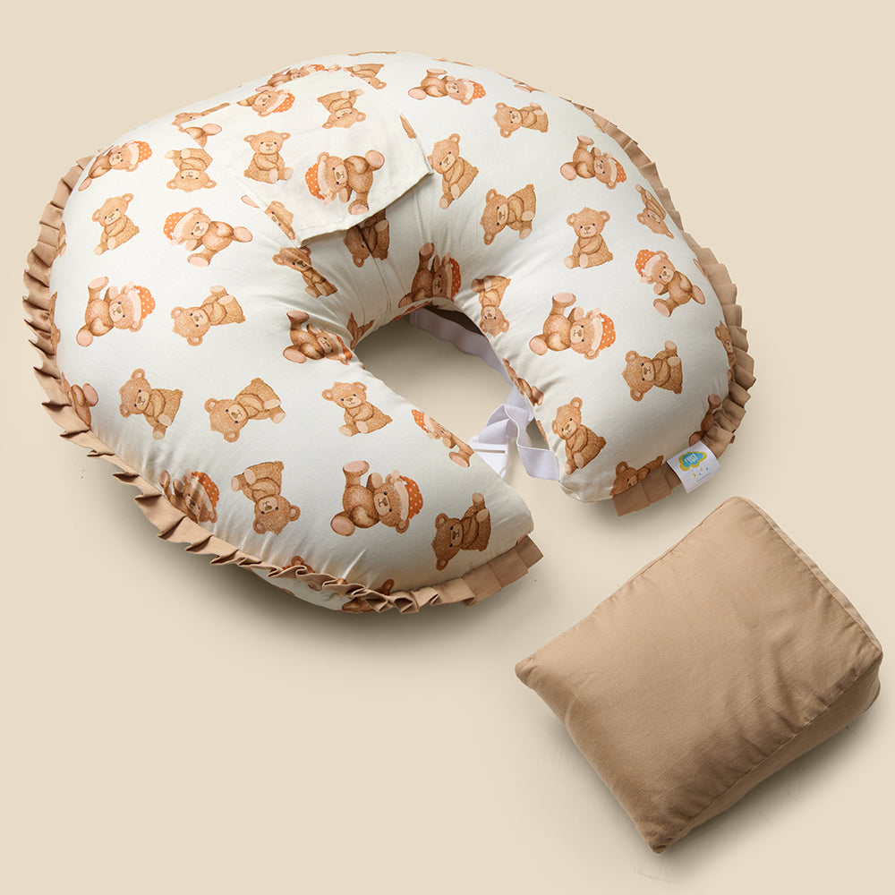 Organic Feeding Pillow + Support Pillow - Cuddle Bear