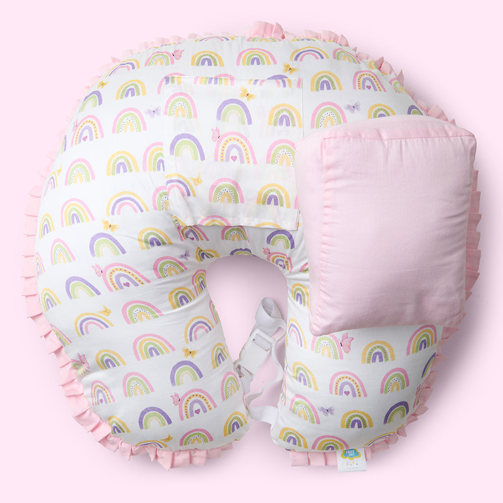 Organic Feeding Pillow + Support Pillow - Rainbow Dreams