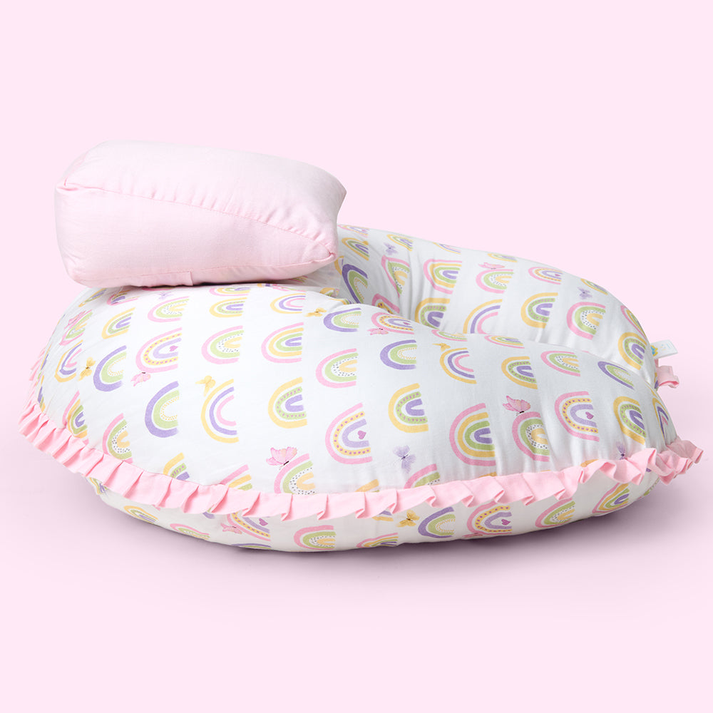 Organic Feeding Pillow + Support Pillow - Rainbow Dreams