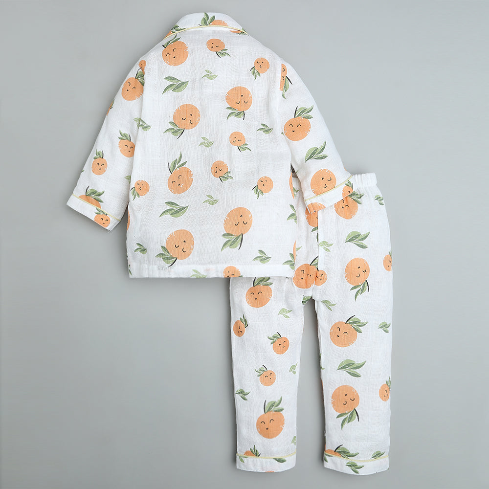 Bamboo Muslin Night Suit - Citrus