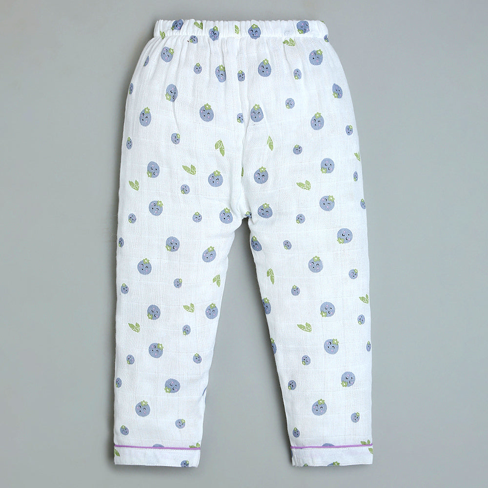 Bamboo Muslin Night Suit - Blueberry